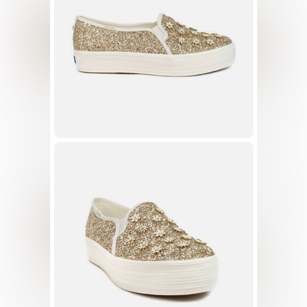 Keds x Kate Spade New York Triple Decker Metallic Platform Slip-Ons